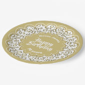 Happy Birthday 70th Gold/White Number Pattern Papieren Bordje (Gekanteld)