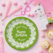 Happy Birthday 70th Green/White Number Pattern Papieren Bordje (Feest)