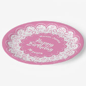 Happy Birthday 70th roze/White Number Pattern Papieren Bordje (Gekanteld)