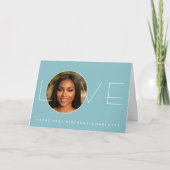 Happy Birthday 7 Photo Collage Love Elegant Blue Kaart (Voorkant)