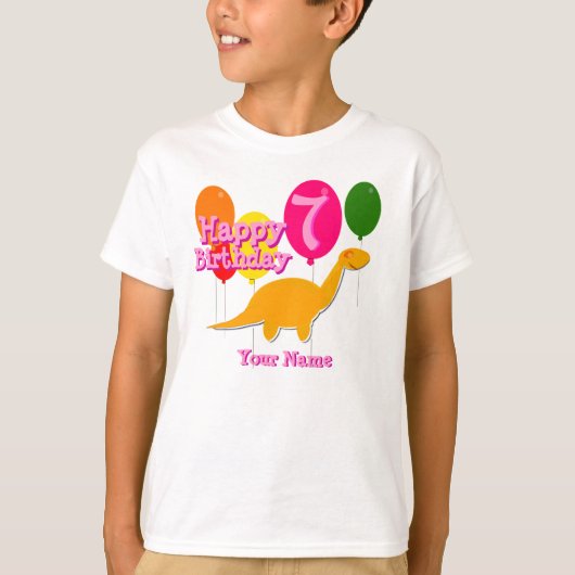 Happy Birthday 7 Years Party ballonvaars T-shirt (Voorkant)