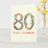 Happy Birthday 80, je laat het er zo mooi uitzien  Kaart (Gele Bloem)