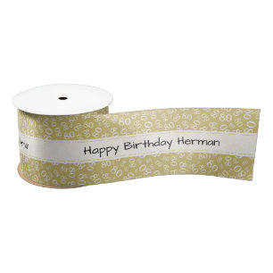 "Happy Birthday" 80 Number Pattern Gold en White Satijnen Lint