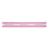 "Happy Birthday" 80 Number Pattern Pink and White Satijnen Lint (Voorkant)