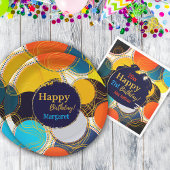 Happy Birthday 80's Retro Abstract Custom Party Servet