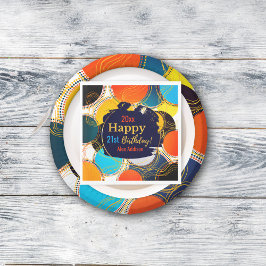 Happy Birthday 80's Retro Abstract Custom Party Servet