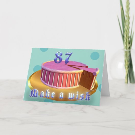 Happy Birthday 87 Birthday Card Roze Cake strips Kaart (Voorkant)