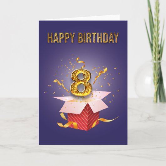 Happy Birthday 8 Basic Kaart (Voorkant)