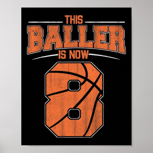 Happy Birthday 8th 8 Year Old Basketball Boys Eigh Poster (Voorkant)