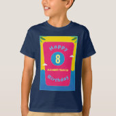 Happy Birthday 8th 8 Years Girl Boy personaliseert T-shirt (Voorkant)
