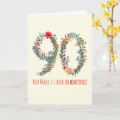 Happy Birthday 90, je laat het er zo mooi uitzien Kaart (Gele Bloem)
