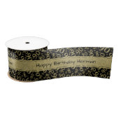 "Happy Birthday" 90 Number Pattern Gold en Black Satijnen Lint (Spoel)