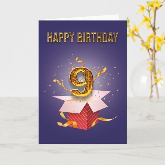 Happy Birthday 9 Basic Kaart (Gele Bloem)