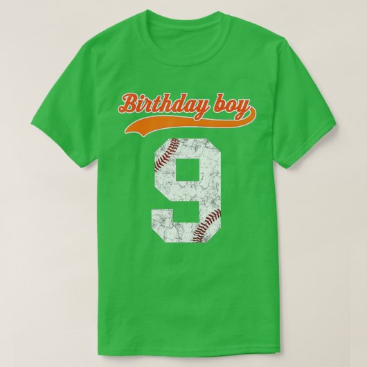 Happy Birthday 9th 9 Year Old Baseball Gift Boys N T-shirt (Design voorkant)