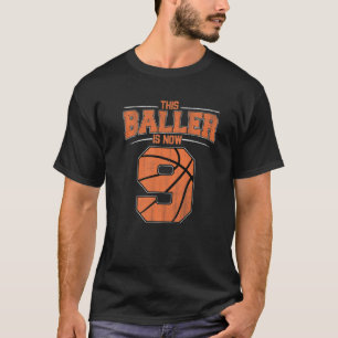 Happy Birthday 9th 9 Year Old Basketball Boys Nine T-shirt
