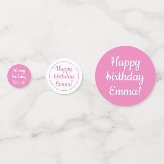 Happy Birthday - Aangepast, aangepast roze en wit Confetti (Voorkanten)