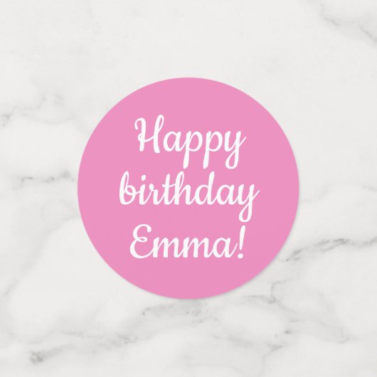 Happy Birthday - Aangepast, aangepast roze en wit Confetti (Kleine voorkant)