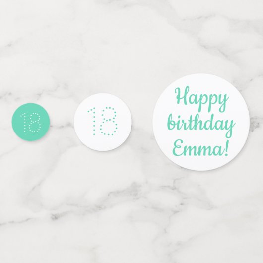 Happy Birthday - Aangepast, Blauwgroen en wit Confetti (Achterkanten)