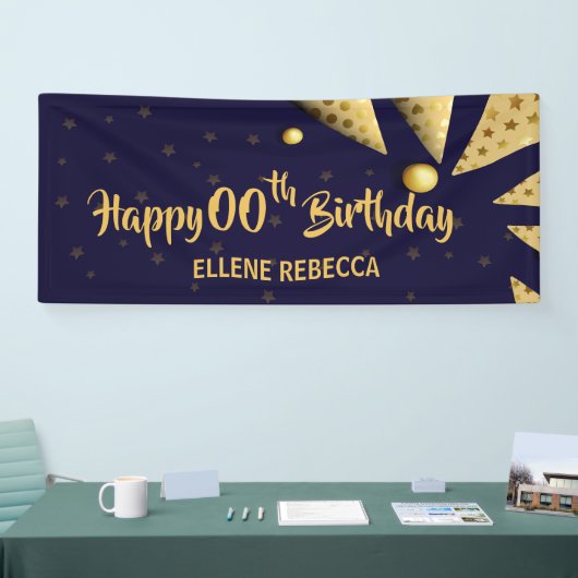 Happy Birthday - Aangepast jaartal - Aangepaste pe Spandoek (Beurs)