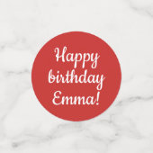 Happy Birthday - aangepast, rood en wit Confetti (Kleine voorkant)