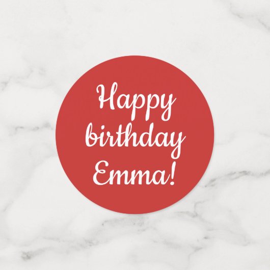 Happy Birthday - aangepast, rood en wit Confetti (Kleine voorkant)