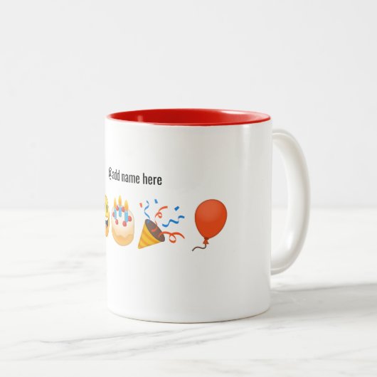 Happy Birthday | Aangepaste Emoji Coffee-Mok Tweekleurige Koffiemok (Voorkant rechts)