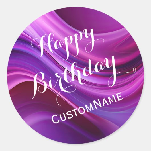 Happy Birthday Aangepaste gepersonaliseerde naam P Ronde Sticker (Voorkant)