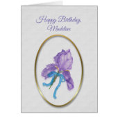 Happy Birthday (aangepaste naam) Paarse Iris (Voorkant)