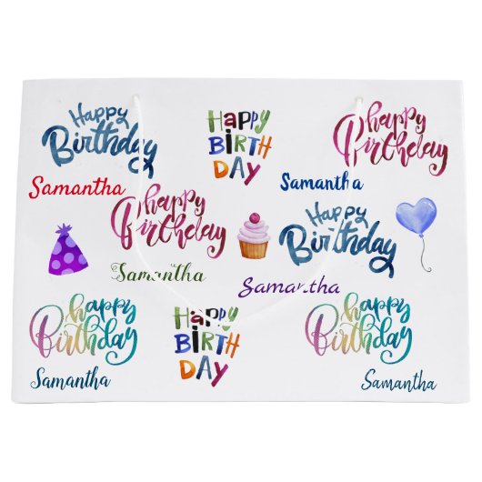 Happy Birthday - Aangepaste naam van aangepaste pa Groot Cadeauzakje (Voorkant)
