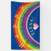 "Happy Birthday!" Aangepaste regenboogbanner Spandoek (Verticaal)