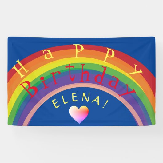 "Happy Birthday!" Aangepaste regenboogbanner Spandoek (Horizontaal)