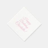 Happy Birthday aangepaste roze script naam tekst Servet (Hoek)