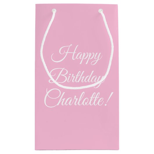 Happy Birthday aangepaste scriptnaam tekst lichtro Klein Cadeauzakje (Achterkant)