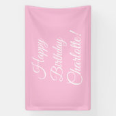 Happy Birthday aangepaste scriptnaam tekst lichtro Spandoek (Verticaal)