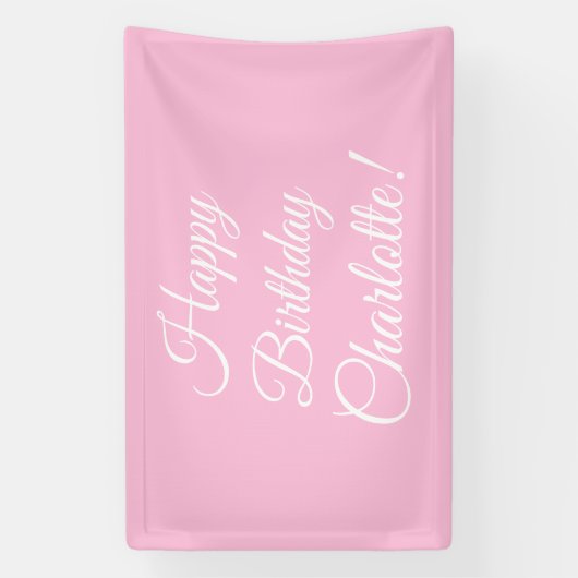 Happy Birthday aangepaste scriptnaam tekst lichtro Spandoek (Verticaal)