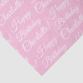 Happy Birthday aangepaste scriptnaam tekst lichtro Tissuepapier (Detail)