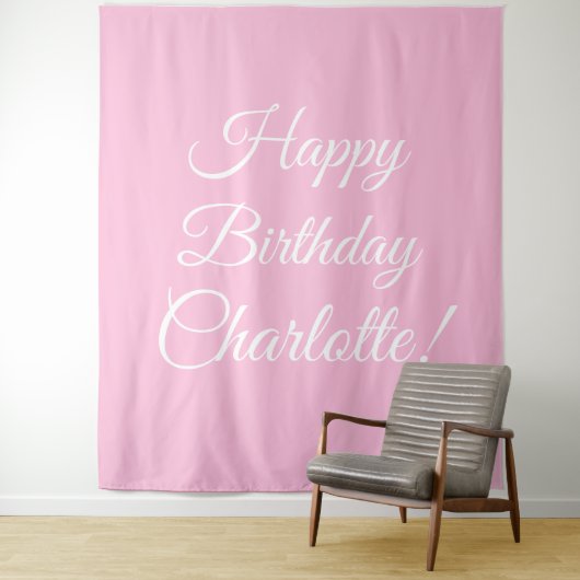 Happy Birthday aangepaste scriptnaam tekst lichtro Wandkleed (In situ)