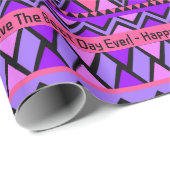 Happy Birthday aangepaste tekst & naam roze Paarse Cadeaupapier (Rol Hoek)