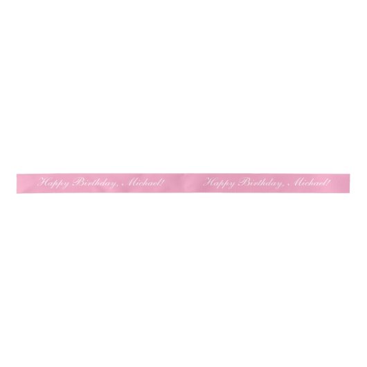 Happy Birthday - aangepaste tekst roze afbeelding Satijnen Lint (Voorkant)