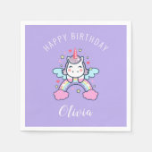 Happy Birthday aangepaste tekst Schattigee regenbo Servet (Voorkant)