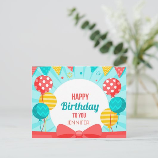 Happy Birthday Aankondigingskaart (Staand voorkant)