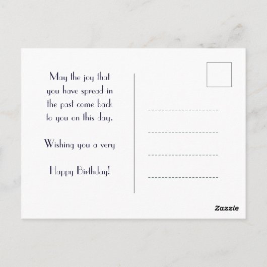 Happy Birthday aanpasbaar blauw Azulejos, Postc Briefkaart (Achterkant)