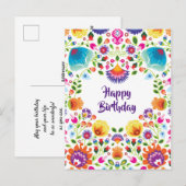 Happy Birthday aanpasbaar folklore briefkaart (Voorkant / Achterkant)