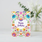 Happy Birthday aanpasbaar folklore briefkaart (Staand voorkant)