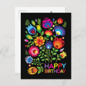 Happy Birthday aanpasbaar folklore briefkaart (Voorkant / Achterkant)