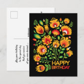 Happy Birthday aanpasbaar folklore briefkaart (Voorkant / Achterkant)