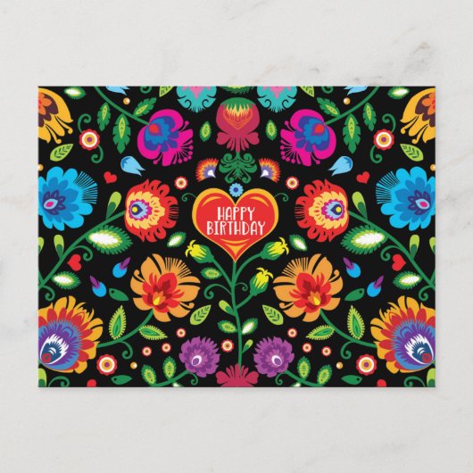 😍 Happy Birthday aanpasbaar folklore briefkaart (Voorkant)