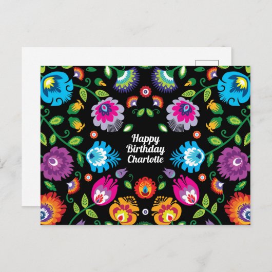 🎁 Happy Birthday aanpasbaar folklore briefkaart (Voorkant / Achterkant)