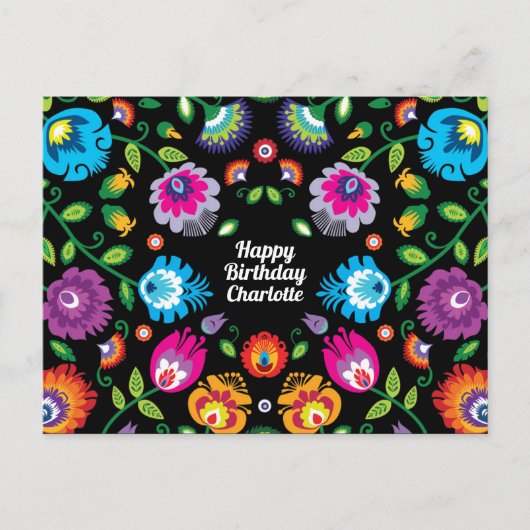 🎁 Happy Birthday aanpasbaar folklore briefkaart (Voorkant)