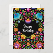 Happy Birthday aanpasbaar folklore briefkaart (Voorkant / Achterkant)